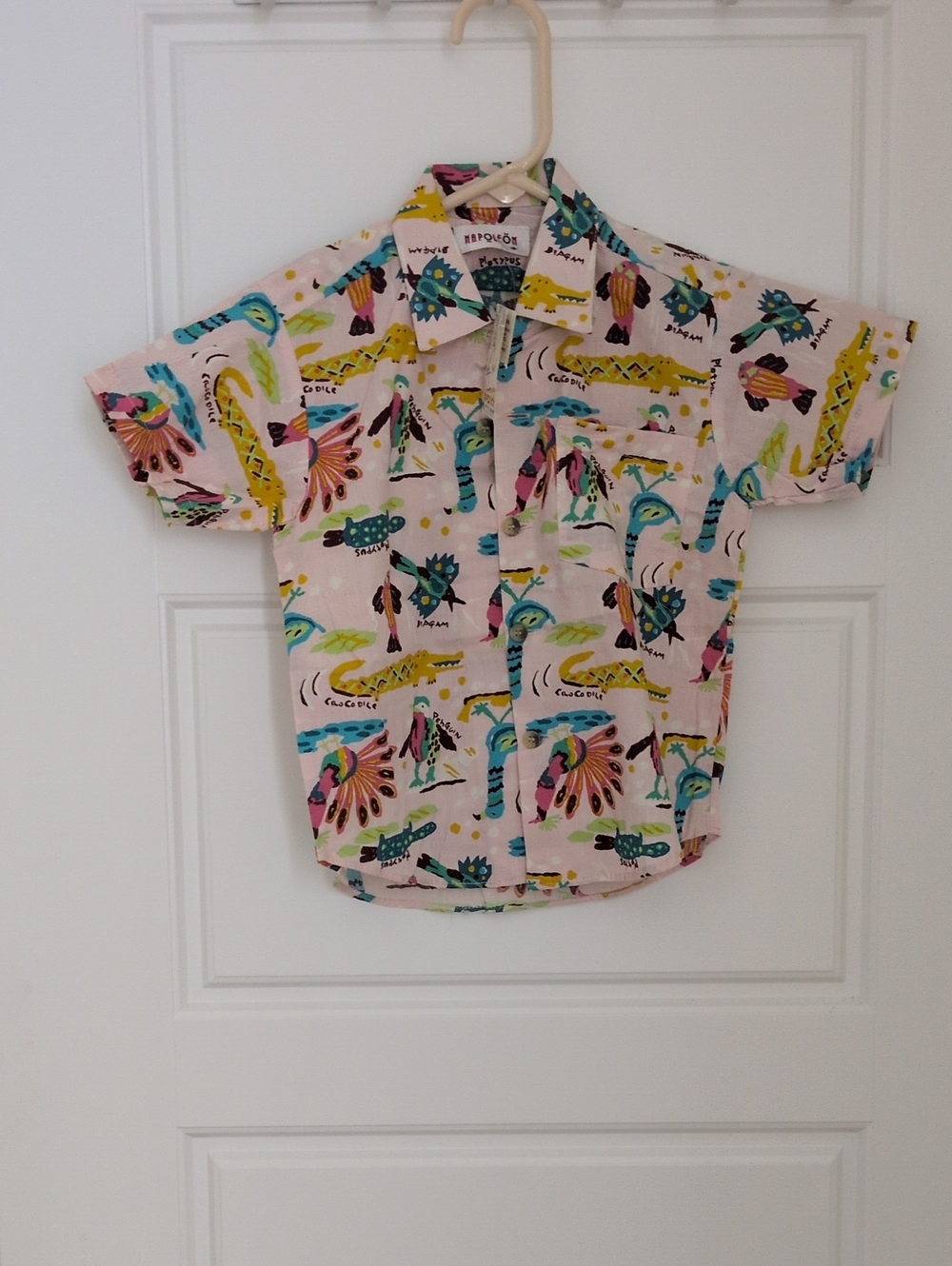 Kids Tropical Print Button-Down Shirt - Pink